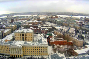 Панорама с КФУ в сторону реки Волга. Веб камеры Казани онлайн